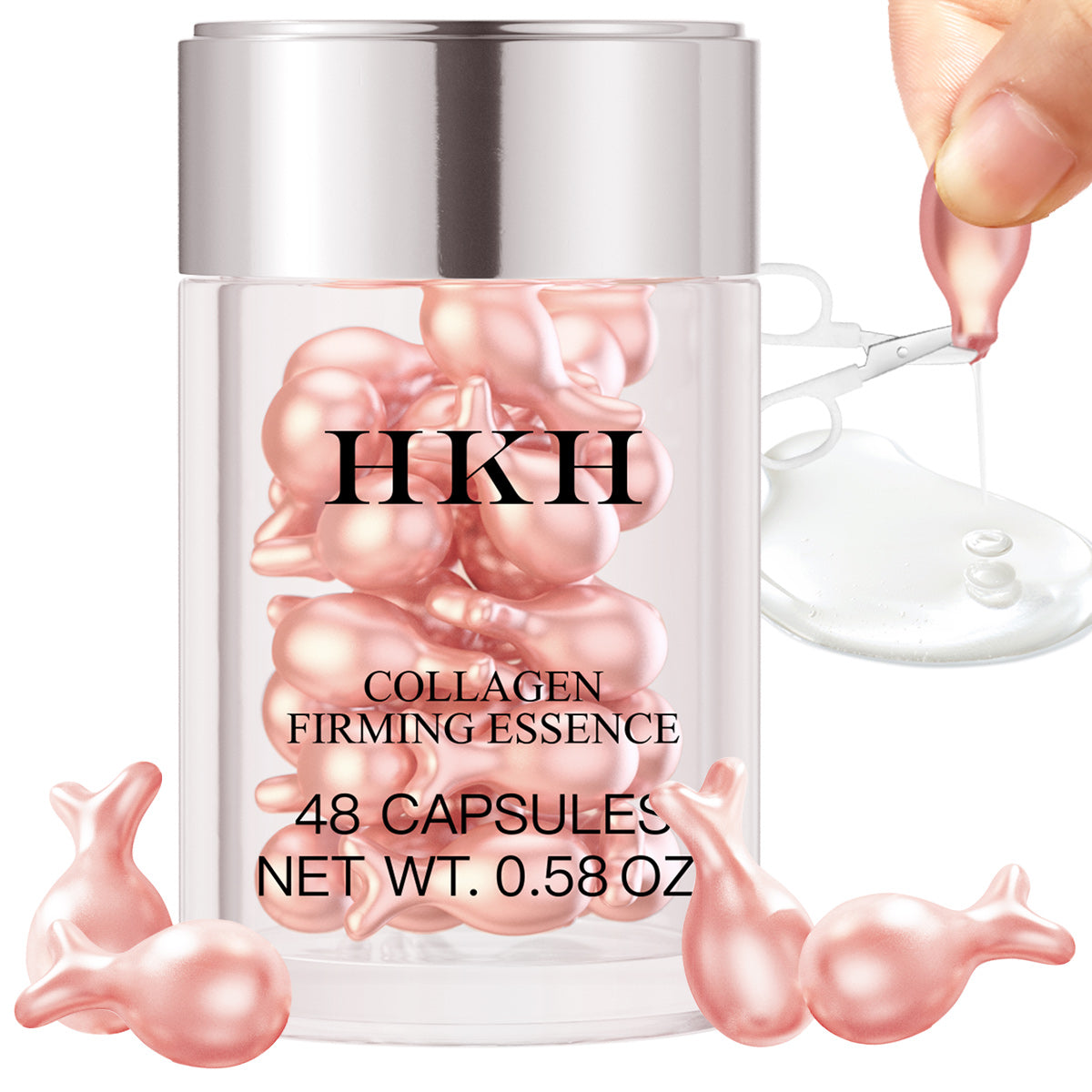 HKH Retinol Serum Capsules for Face: 48 Capsules Vitamin A Anti-Aging Wrinkle Skin Care Night Serum - Vitamin E Collagen Oil for Women - Daily Deep skincare for Fine Lines Smooths Hydrates - 0.58 Oz