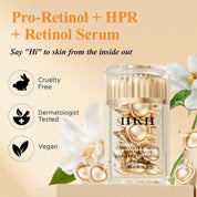 HKH Retinol + HPR Serum for Face - Anti-Aging Wrinkle Skincare Night Retinol Capsules - Peptide Serum for Women - Skincare Fine Lines & Tighten Sagging Skin - Fragrance & Alcohol-Free & Non-Greasy