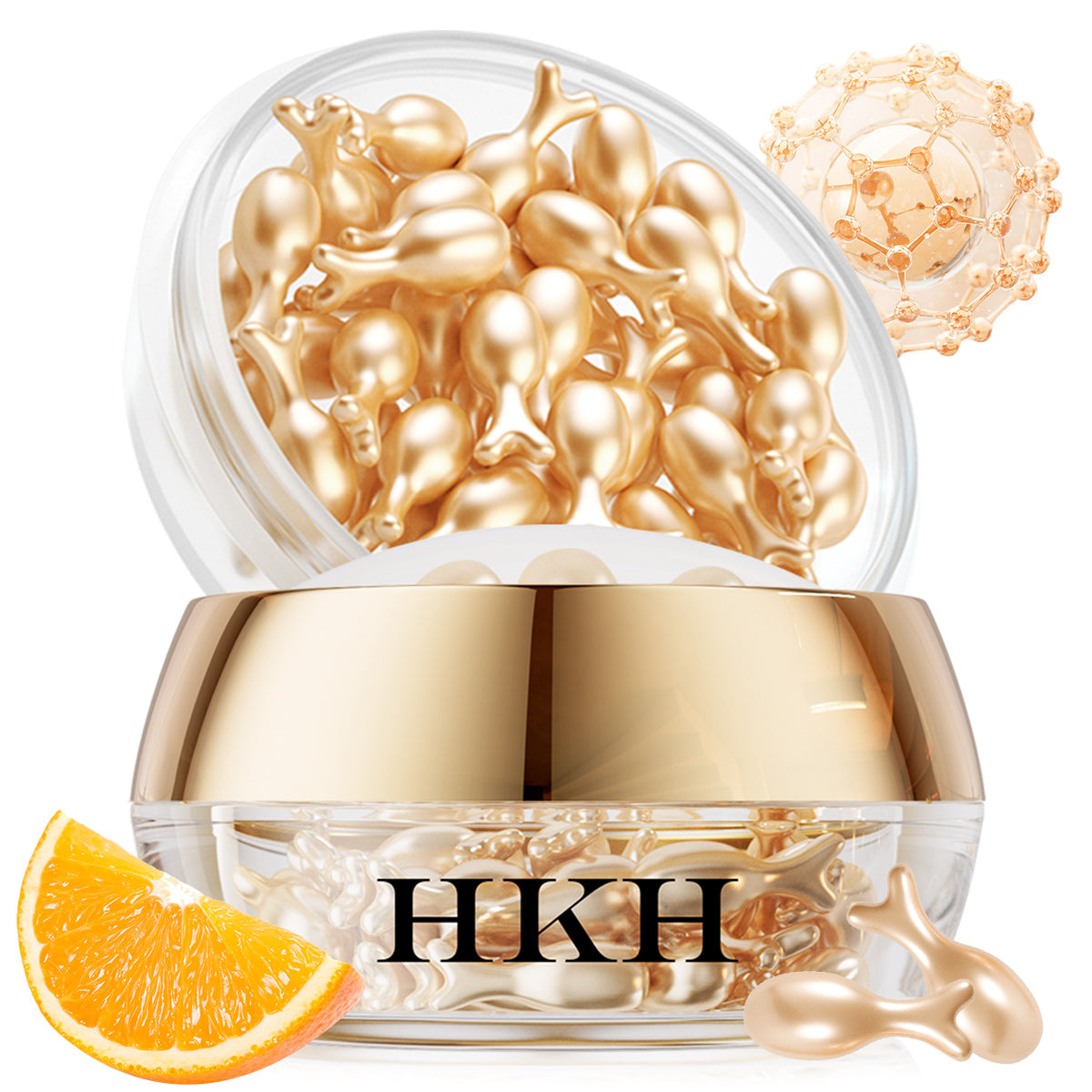 HKH Vitamin C Super Serum for Face - Anti Aging Skincare Vitamin E Facial Serum Capsules with Niacinamide - Vit C Serum Oil for Women - Moisturise & Even Skin Tone - Travel Friendly (38 Capsules)