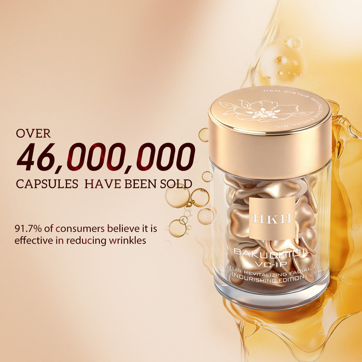 HKH Bakuchiol Retinol Serum Capsules: 30 Single-Dose Anti-Aging Wrinkle Serum with HPR & Vitamin C for Women 25-55 - Improves Wrinkles & Dark Spots - Firming Smoothing & Hydrating - Travel-Friendly