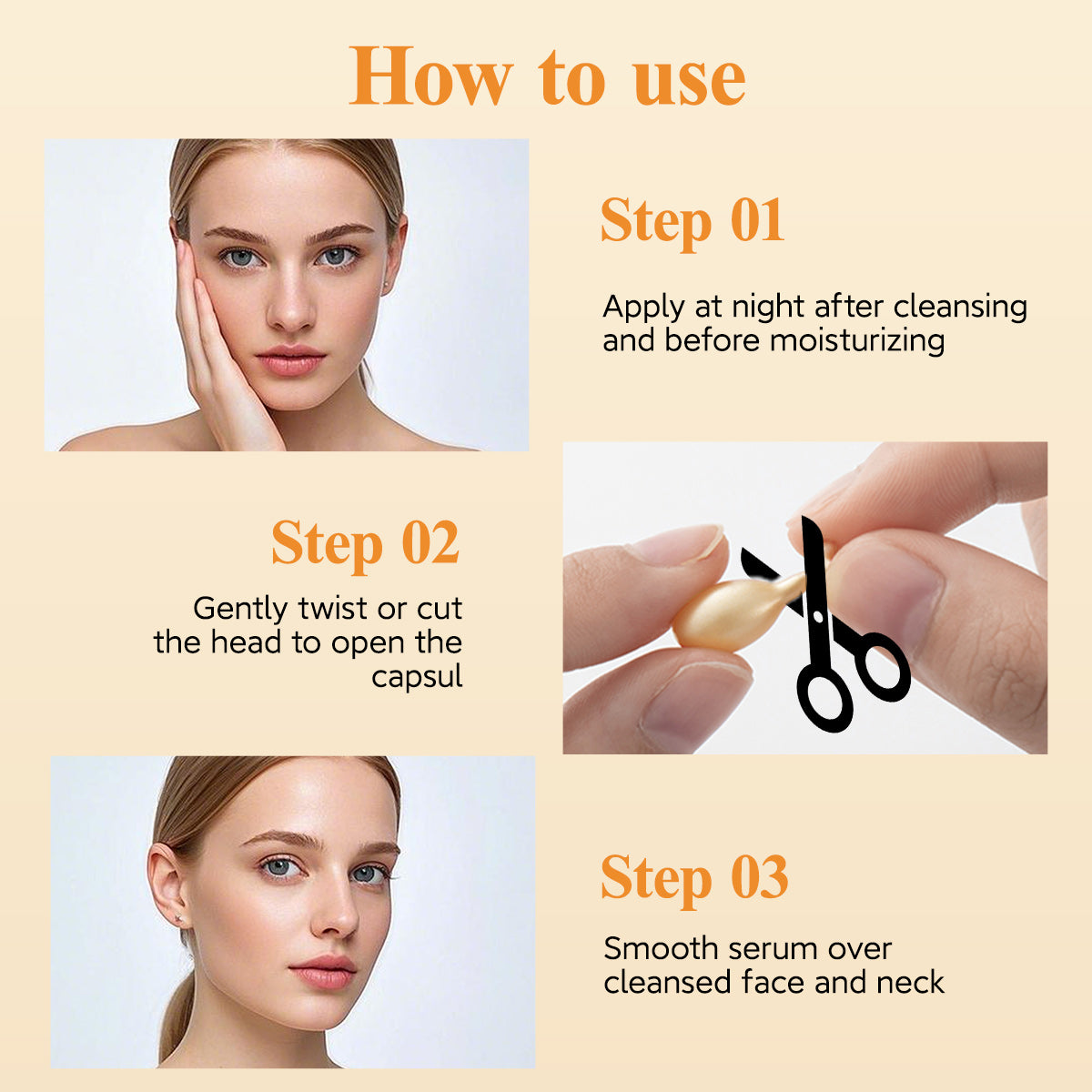 HKH Vitamin C Serum for Face: 48 Capsules Retinol Anti-Aging Wrinkle Repair Serum - Vitamin E Niacinamide Oil for Women - Daily Deep Skin Care for Fine Lines Smoothing Hydrating Brightening